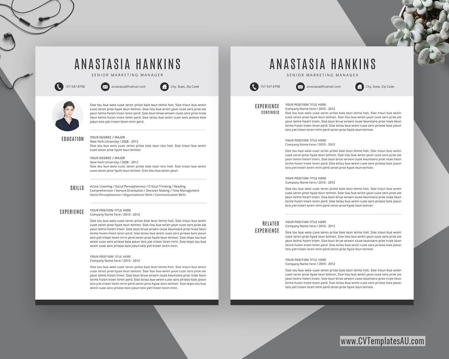 Simple CV Template for Microsoft Word, Cover Letter, Clean ...